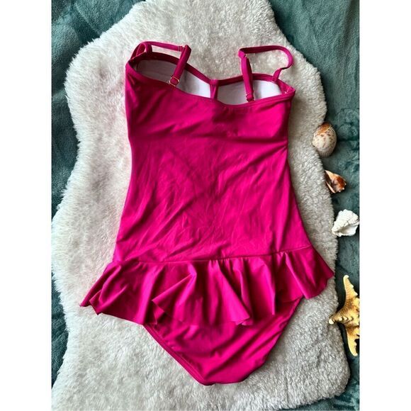 Tommy Bahama Fuchsia One Piece Ruffle Swimsuit size 8 - Picture 7 of 10
